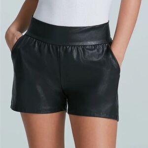 Black Faux Leather High-Waist Women’s Shorts
